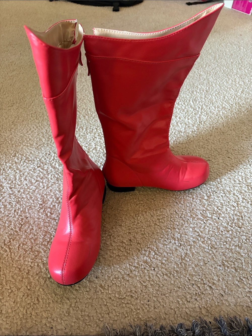 Ellie Red Knee-High Faux Leather Boots